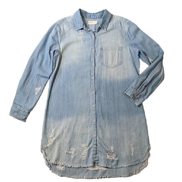 Amoli Distressed Denim Tunic - Picture 1 of 5